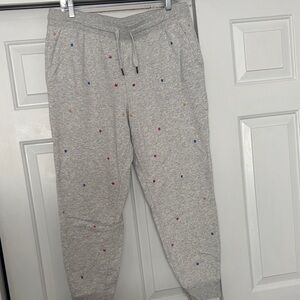 Old Navy Gray Sweatpant Joggers with Colorful Star Embroidery
